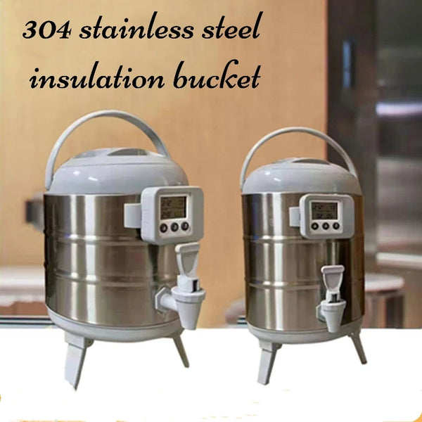 100% Stainless Steel Barrel With Thermometer Milk Tea Barrel Heat Cold Insulation Barrel Commercial Bucket Soy Milk Container