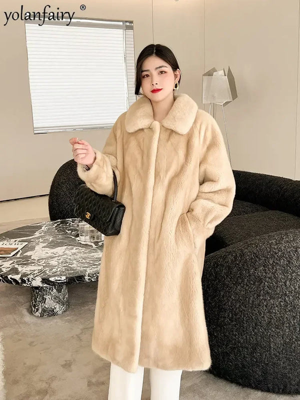 2023 Winter Real Fur Coat Women Clothing Female Whole Sable Mink Fur Jakcet Ladies Knee Length Sable Coats Women Abrigos FCY4210