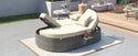 Outdoor Sun Bed Patio 2-Person Daybed With Cushions and Pillows, Rattan Garden Reclining Chaise Lounge With Adjustable B