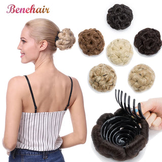 BENEHAIR 65g Curly Chignon Clip in Hair Extension Donut Chignon Hair Bun Hairpiece for Women Synthetic High Temperature Hair