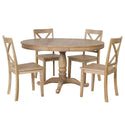 Modern Dining Table Set for 4,Round Table and 4 Kitchen Room Chairs,5 Piece Kitchen Table Set for Dining Room,Dinette,Br