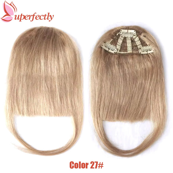 Human Hair Bangs 3 Clips Blunt Cut Straight European Remy Hair Fringe Clip in Hair Extensions 8 Inch 20G Neat Bang Hairpieces