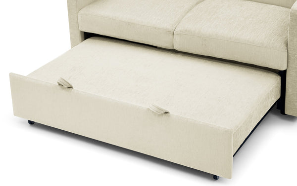 Loveseats Sofa Bed With Pull-Out Bed,Adjsutable Back and Two Arm Pocket,Beige (54.5"x33"x31.5")