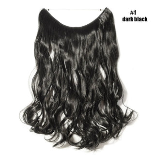 Buy dark-black BENEHAIR Synthetic Invisible Wire No Clips in Hair Extension Secret Fish Line Hairpiece Curly Fake Hair Hairpiece for Women