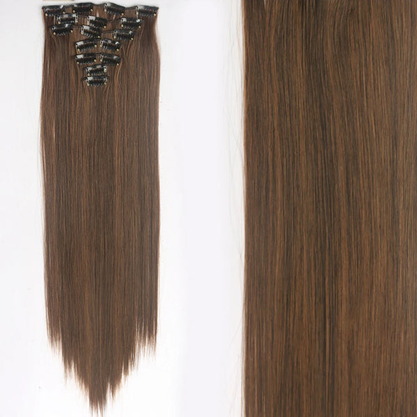 22Inch Long Straight Wavy Hair Extension 7Pcs/Set 16 Clips High Tempreture Synthetic Hairpiece Clip in Hair Extensions