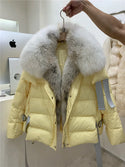 2023 Women Winter  Coat Real Big Fox Fur Collar With Goose Down Jacket Trim Light Autumn Outwear High Quality Lady Coats