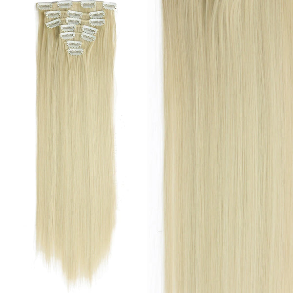 22Inch Long Straight Wavy Hair Extension 7Pcs/Set 16 Clips High Tempreture Synthetic Hairpiece Clip in Hair Extensions