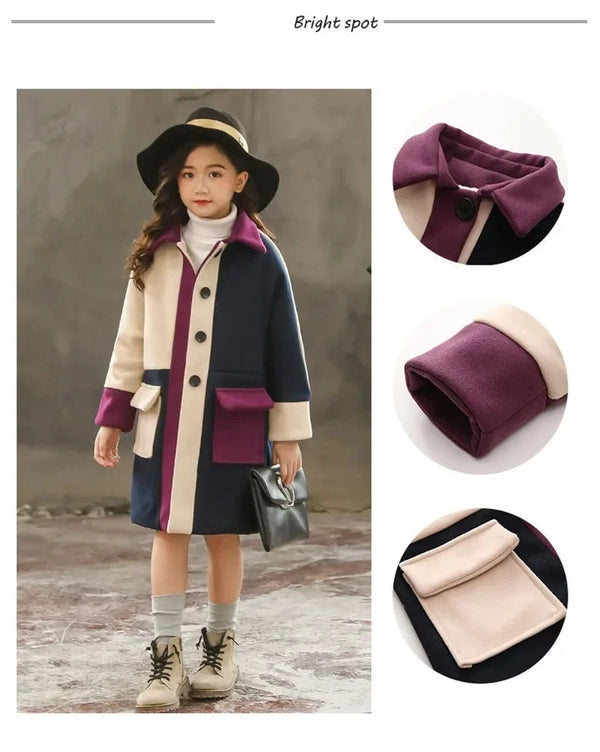 Girls Jacket Autumn Winter Jackets for Girls Wool Coats Fashion Children Clothing Girls Outerwear Coat 4 6 8 10 12 13 Years