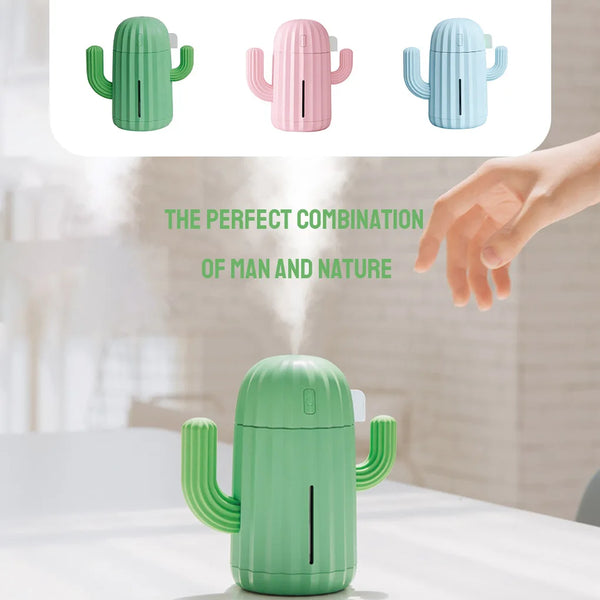 340ml Cactus Air Humidifier Rechargeable Portable Aromatherapy Essential Oil Diffuser Battery Humidificador