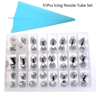 Buy 51pcs-nozzle-set 8-51Pcs Pastry Nozzles Cake Decorating Tools Bakeware Home Cake Shop Cream Nozzles Confectionery Decorations Set for Baking