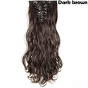 HAIRRO 17" Women  16 Clips Long Straight Synthetic Hair Extensions Clips in High Temperature Fiber Black Brown Hairpiece