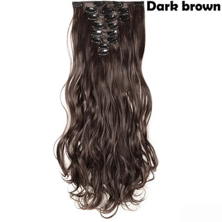 Buy dark-brown HAIRRO 17&quot; Women  16 Clips Long Straight Synthetic Hair Extensions Clips in High Temperature Fiber Black Brown Hairpiece