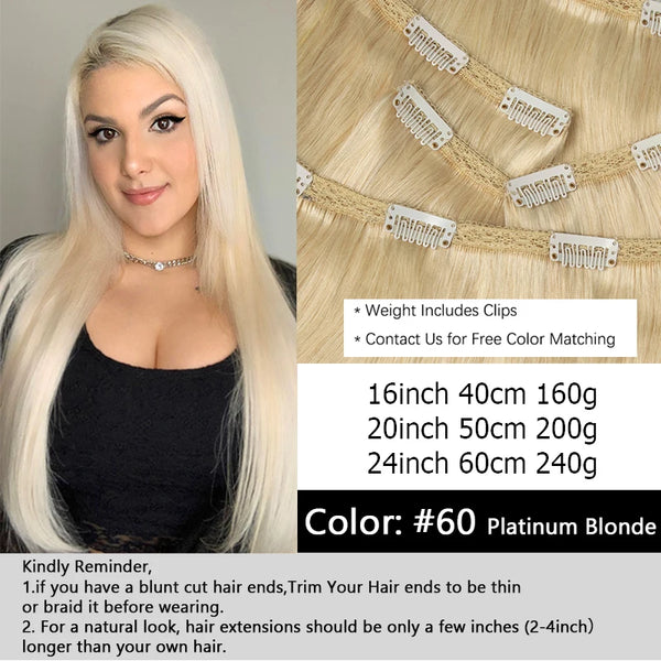 MRSHAIR Big Volume 24inch 240G Clip in Human Hair Extensions Seamless Clip in Hair Pieces 6PCS FULL Head for Thick Raw Hair