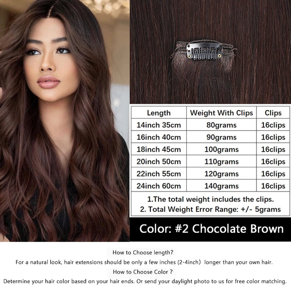 MRSHAIR Clip in Hair Extension Human Hair Real Natural Clip in Hair Extension Double Weft Full Head 7PCS Clip Ins for Add Volume