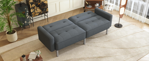 Linen Upholstered Modern Convertible Folding Futon Sofa Bed for Compact Living Space, Apartment, Dorm