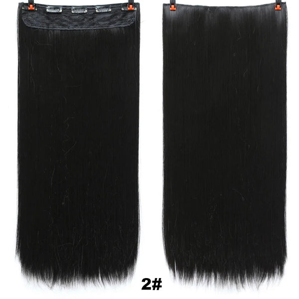 XUANGUANG Long Synthetic Hair 5 Clips in Hair Extension Heat Resistant Hairpiece Natural Wavy Hair Piece