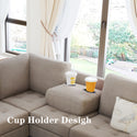 Sectional Corner Sofa L-Shape Couch Space Saving With Storage Ottoman & Cup Holders Design for Large Space Dorm Apartmen