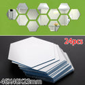 24pcs Mirror Wall Sticker 46*40*23mm Hexagon Acrylic Bathroom Mirror Wall Sticker for Household Decoration Supplies