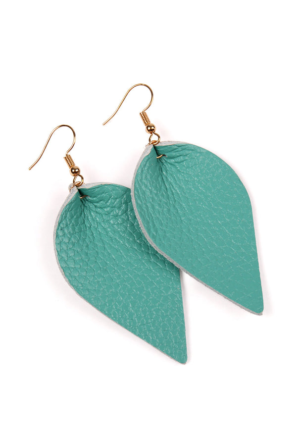 Teardrop Shape Genuine Leather Earrings