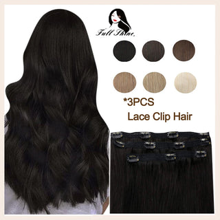 Full Shine 3 Pieces Clip in Human Hair Extensions Solid Blonde Color Invisible Brazilian Hairpins Clip Ins 50 Gram Machine Remy