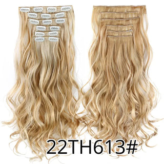 Buy curly-22th613 Leeons 16Clips Long Straight Synthetic Clip on Hair Extensions Cheveux Clip Naturel High Temperature Fiber Black Brown Hairpiece