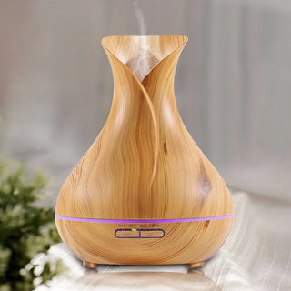 Buy light-wood-grain Essential Oil Diffuser Mist Maker Fogger 500ML Large Capacity Ultrasonic Air Humidifier With LED Lights for Home Aroma Diffuser