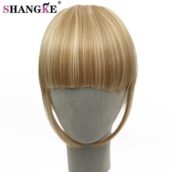 SHANGKE Synthetic Fringe Clip in Hair Bangs Hairpiece Clip in Hair Extensions Heat Resistant Fake Bangs Hair Piece 8 Colors