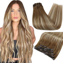 Full Shine Human Hair Extensions Clip in Hair Extensions Human Hair 7PCS 105G Double Weft Hair Extensions Human Hair for Woman