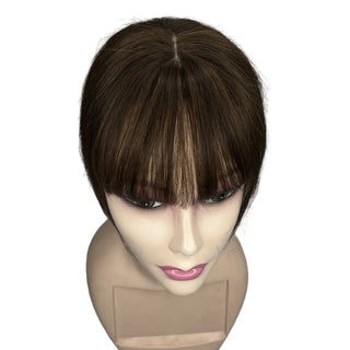 Buy b31-dark-brown Clip in Natural Human Hair Topper Bangs Fringe Hair Pieces Middle Part Brazilian Extension for Women Hair Volume 10inch Non-Remy