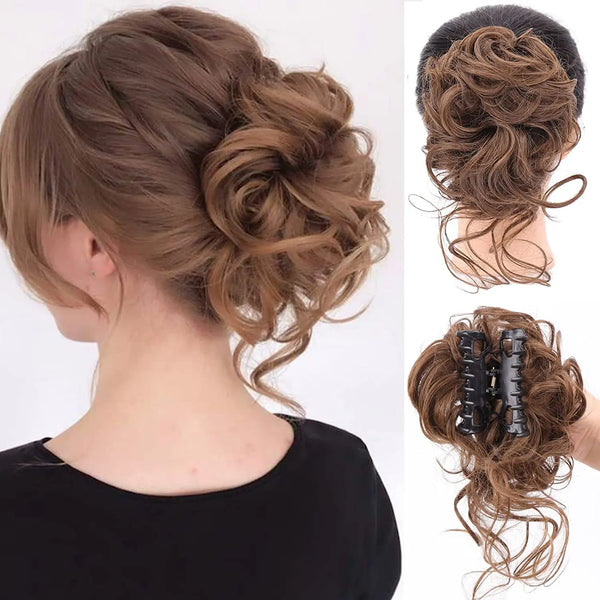 Messy Bun Hair Piece Tousled Updo H Air Extensions With Elastic Hair Bands Curly Hair Bun Scrunchie for Women Girls