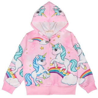 Buy pink Little Coats Girls Clothes Kids Clothes My Moana Kids Jackets for Girls Unicorn Horse Winter Zipper Cardigan Coat Hooded