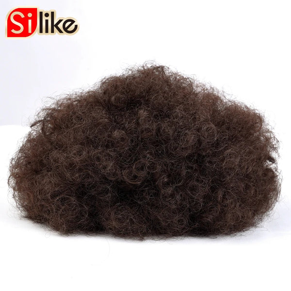 Silike Synthetic Short Afro Puff Hair Bun High Temperature Drawstring Warp Pony Tail Clip in Hair Extension Kinky Curly Hair Bun