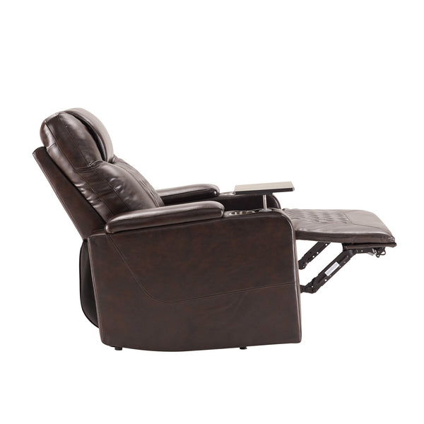 Power Motion Recliner With USB Charging Port and Hidden Arm Storage 2 Convenient Cup Holders Design and 360° Swivel Tray