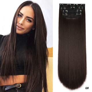 Buy straight-4 Leeons Synthetic Hair 11Clips in Hair Extension Body Wave 20&quot;Hair Extension Clip for Women Synthetic Hair Extensions Brown Ombre