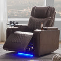 Power Motion Recliner With USB Charging Port and Hidden Arm Storage 2 Convenient Cup Holders Design and 360° Swivel Tray