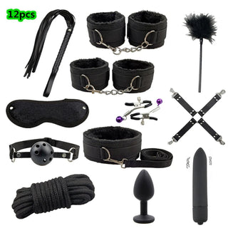 Buy nylon-12pcs-black BDSM Kit Sex Toys for Men Erotic Handcuffs Whip Sextoy Anal Plug Vibrator Bdsm Sex Bondage Set Adult Toys Sm Products Sex Toys