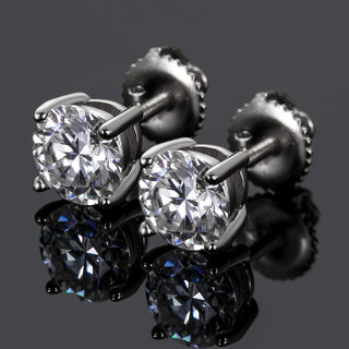 Local US Stock Women Jewelry Classic Screw Back 925 Sterling Silver 6.5mm 1ct VVS Moissanite Diamond Stud Earrings