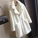 New Faux Mink Fur Coat Women 2023 Autumn Winter Thick Warm Fur Jackets Female Fashion Pink White Mink Fur Coats A2455