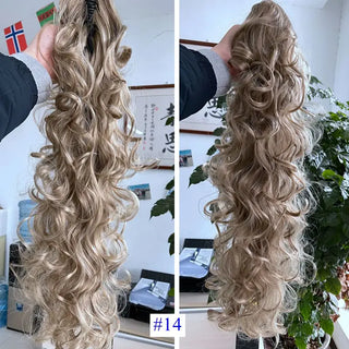 Buy 14 Luxury for Braiding 76cm 210g  Long Wavy High Temperature Fiber Synthetic Hair Pieces Claw Clip Ponytail Extensions for Women