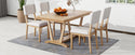 Rustic 5-Piece Dining Table Set With 4 Upholstered Chairs, 59-Inch Rectangular Dining Table With Trestle Table Base, Nau