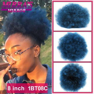 Buy fbbzt01-1bt08c Afro Puff Drawstring Ponytail Extension Synthetic Kinky Curly Ponytail Hair Chignon Dreadlock Buns Afro Puff for Black Women