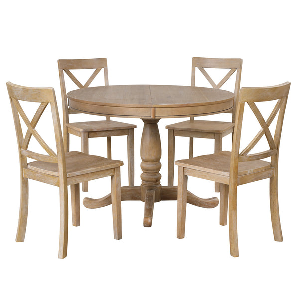 Modern Dining Table Set for 4,Round Table and 4 Kitchen Room Chairs,5 Piece Kitchen Table Set for Dining Room,Dinette,Br