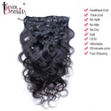 Body Wave Clip in Hair Extensions Human Hair for Women Brazilian Hair Bundle Ponytail Clip Ins Natural Black Remy Ever Beauty