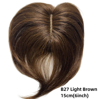 Buy b27-light-brown Clip in Natural Human Hair Topper Bangs Fringe Hair Pieces Middle Part Brazilian Extension for Women Hair Volume 10inch Non-Remy