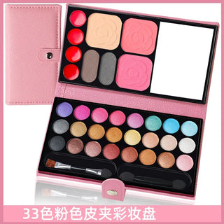 Buy pink 33 Colors Makeup Kit Eyeshadow Powder Blush Lipstick Pallets Long Lasting Girl Pan With Mirror Beginner Plate Cosmetics Makeup