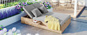 Outdoor Double Sunbed, Wicker Rattan Patio Reclining Chairs With Adjustable Backrest and Seat, Conversational Set for 2