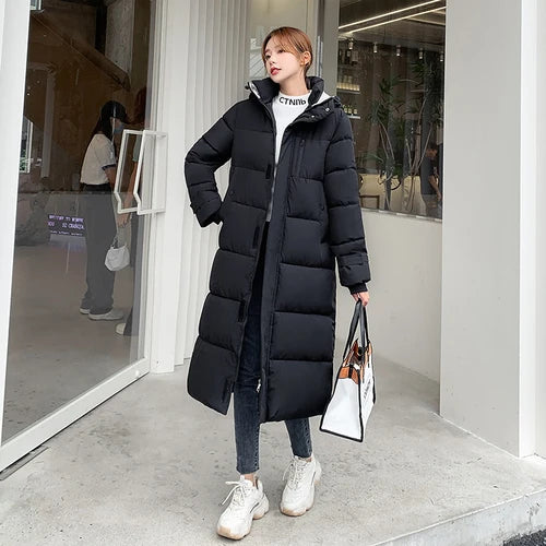 2023 Autumn and Winter Women's Korean Style Mid-Length Down Jacket Loose Parka Coat Women's Coat Winter Coat