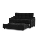 Loveseats Sofa Bed With Pull-Out Bed,Adjsutable Back and Two Arm Pocket,TypeC and USB Charging With Copper Nail,Black (4