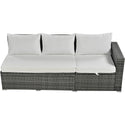 Outdoor 6-Piece All Weather PE Rattan Sofa Set, Garden Patio Wicker Sectional Furniture Set With Adjustable Seat, Storag