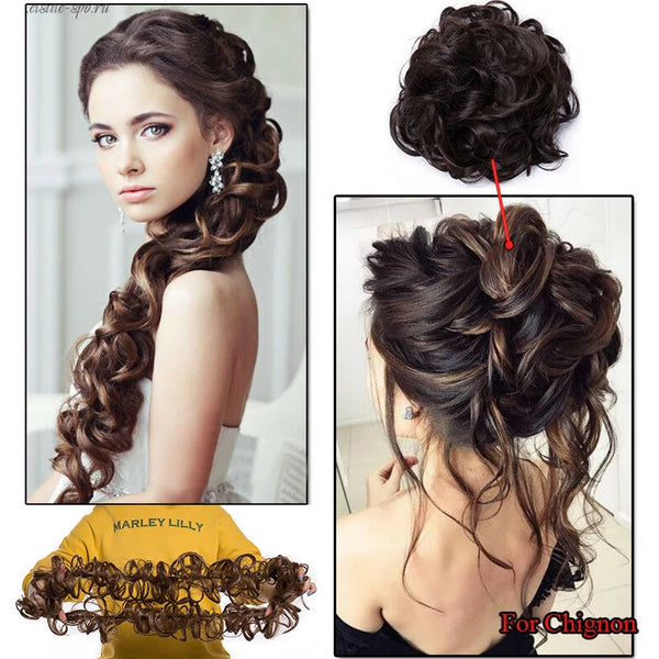 BENEHAIR Synthetic Women Chignon Messy Hair Bun Scrunchy Hair Bun Rubber Band Hairband Hairpiece Updo Chignon Donut Roller